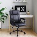 Inbox Zero Kobinski Ergonomic Faux Executive Chair Home Office Desk Chair w/ Headrest Upholstered in Black/Brown | Wayfair