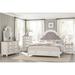 One Allium Way® Elvina Antique-White Fabric Panel Bedroom Set 3&3 Wood in Brown/White | 85 W x 90.5 D in | Wayfair CA51FC7FA3D34729A5C19C9FB726C110