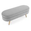 George Oliver Jomary 43.5" Wide Oval Storage Ottoman Linen in Brown | 16 H x 43.5 W x 16 D in | Wayfair 054EB82FD3A14CB8A61615B11E038FD5