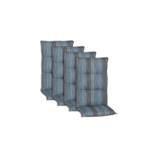 Hochlehnerauflagen Piemont – Polsterauflage mit Halteband & Bindebändern Größe:4x Hochlehnerauflage,Dessin:Blaue Streifen BE210