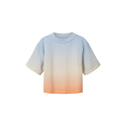 TOM TAILOR DENIM Damen T-Shirt mit Farbverlauf, orange, Farbverlauf / Dip-Dye, Gr. S