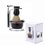 DEELLEEO Men s Wet Shaving Kit 5 Piece Badger Hair Shaving Brush Hand Polished Stainless Steel Shaving Stand Shaving Bowl & Safety Holder Manual Razor Blades Shaving Brush Shaving Bowl