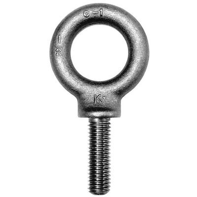 KEN FORGING K2023-3-ZN Eye Bolt With Shoulder, 3/8"-16, 3 in Shank, 1 in ID,