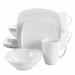 Square Porcelain Dinnerware 16 Piece Set in Daisy