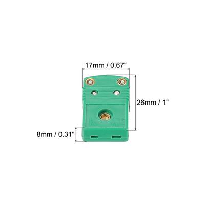 K Type Thermocouple Wire Connectors Female Plug 220°C(428°F) Green 2pcs