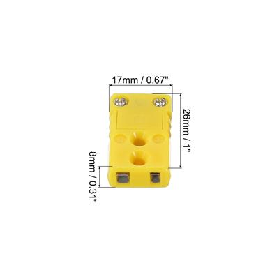 K Type Thermocouple Wire Connectors Female Plug 120°C(248°F) Yellow 5pcs