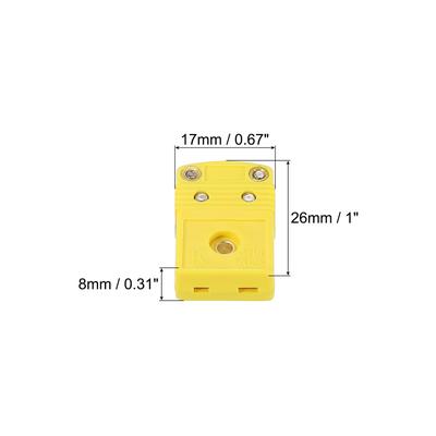 K Type Thermocouple Wire Connectors Female Plug 220°C(428°F) Yellow 3pcs