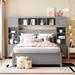 Solid Full Size Wooden Bed with All-in-One Cabinet, Shelf, Drawers, and 10 Shelf Cubes