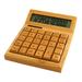 Carevas Multifunctional Bamboo Electronic Calculator Counter 12 Digits Solar & Battery Dual Powered for Home Office School Retail Store