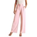 RYRJJ Plus Size Wide Leg Pants for Women Work Business Casual High Waisted Dress Pants Comfy Flowy Trousers Office(Pink 5XL)