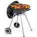 Outdoor Charcoal BBQ Grill Syngar 18 Inch Portable Round Charcoal Grill with Enameled Lid and Firebowl High Heat-Resistant BBQ Grill with Wheels for Party Backyard Camping Picnics Black D687