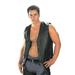 USA Leather 201 Men s Black Classy Leather Motorcycle Rider Vest with Snap Button Closure 5X-Large