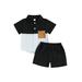 Wassery Toddle Boys Summer Clothes Outfits 1 2 3 4 5 6 Years Contrast Color Short Sleeve Pocket Turn-Down Collar Tops Solid Color Shorts 2Pcs Set 1-6T
