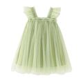 Baby Deals!Toddler Girls Casual Dresses Kids Dresses Clearance Toddler Kids Baby Girls Cute Summer Mesh Solid Color Flying Sleeve Suspenders Dress Skirt