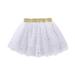 Odeerbi Princess Skirt for Girls Tutu Skirt Toddler Cute Party Dance Skirt Solid Color Net Yarn Sequins Star Tulle White