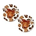 Scottish Highland Cattle Cows Car Coasters Anti Slip Odorless Cup Holder Coaster for Automobile Interior Decoration G