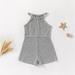 Vedolay Baby Girl Romper Kids Solid Floral Summer Rompers Little Girl Elastic Waist Sleeveless One Piece Knit Jumpsuits Gray 6-12 Months