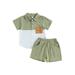 Wassery Toddle Boys Summer Clothes Outfits 1 2 3 4 5 6 Years Contrast Color Short Sleeve Pocket Turn-Down Collar Tops Solid Color Shorts 2Pcs Set 1-6T