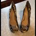 Kate Spade Shoes | Kate Spade Open Toe Snake Skin Pumps Size 7 1/2. | Color: Brown/Cream | Size: 7.5