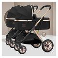 Toddler Stroller for Twins Side by Side Pram Stroller,Detachable 2 Single Strollers Double Pushchair with Reversible Bassinet,Adjustable Canopy,for 0-3 Years Boys Girls (Color : Nero)