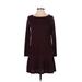 Ann Taylor LOFT Outlet Casual Dress - DropWaist: Burgundy Print Dresses - Women's Size 2X-Small Petite