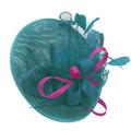 Teal Turquoise and Fuchsia Hot Pink Sinamay Big Disc Saucer Fascinator Hat for Women Weddings Headband