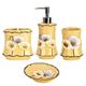 Zahari Home 4pc Poppy Fields Yellow Bathroom Accessories Set Hand Soap Dispenser, Tumbler, Tooth Brush Holder and Soap Dish Modern Contemporary Decor Complete Bathroom Sets with Shower Curtains