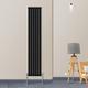 Warmehaus Vertical Column Designer Radiator Oval Flat Panel Single Black 1800x350mm - Modern Central Heating Space Saving Radiators - Perfect for Bathrooms, Kitchen, Hallway, Living Room