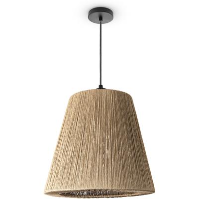 PACO HOME Pendelleuchte "VORGU", braun, Ø 38cm H: 35cm, Lampen, E27 Pendelleuchte Papier Boho Rattan Optik Natur Deckenl