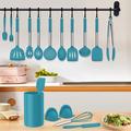 AIRPJ 29 PCS Silicone Kitchen Cooking Utensil Set, Include Salt & Pepper Grinder Set Stainless Steel/Silicone in Blue/Gray | Wayfair US-CUSP-17