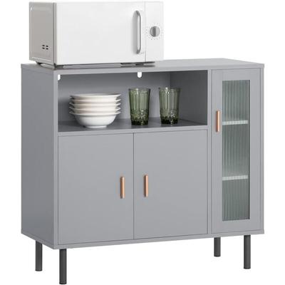 SoBuy FSB82-HG Küchenschrank Mikrowellenschrank Sideboard mit Türen Kommode Schrank Flurschrank