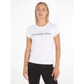 T-Shirt CALVIN KLEIN JEANS "CORE INSTIT LOGO SLIM FIT TEE" Gr. S (36), weiß (bright white) Damen Shirts Jersey