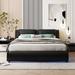 Queen / Full Size Faux Leather Upholstered Platform Bed with LED Light