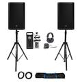 DJ Package w/ (2) Mackie Thrash215 15 Powered Speakers+Stands+Mic+Headphones