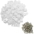 Cable Clamp R-Type Cable Clip Wire Clamp 1/2\\u201c Nylon Screw Mounting Cord Fastener Clips with Screws for Wire Management - 50 Pcs Cable Clamps + 50 Pcs Screws White