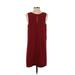 BB Dakota Casual Dress - Shift Keyhole Sleeveless: Burgundy Print Dresses - Women's Size Small