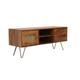 Nyla Tv Unit Rattan Solid Wood Mango Sideboard With A Walnut Finish Brass Legs & Handles