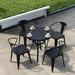Corrigan Studio® Falzone Round 4 - Person 31.49" Long Outdoor Dining Set Wood/Plastic in Black/Brown | 31.49 W x 31.49 D in | Wayfair