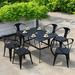 Williston Forge Halfred Rectangular 6 - Person 47.24" Long Outdoor Dining Set Wood/Plastic in Black/Brown | 47.24 W x 31.49 D in | Wayfair