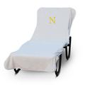 Latitude Run® Monogrammed Chaise Lounge Outdoor Cover -Set of 1 -Block Letter, Cotton in White/Yellow | 30 H x 89 W x 15 D in | Wayfair