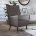 Accent Chair - Wade Logan® Anniemae Commercial Upholstered Wingback Accent Chair w/ Wooden Frame & Legs Faux Leather in Brown | Wayfair