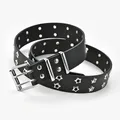 Ceinture en cuir PU pour hommes et femmes Double Nucleoillac Star Eye Rivet Hip Hop Punk Rock