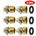 3 Sets Metal Garden Hose Connect 3/4 Male and Female Thread Hose Connector Garden Hose Repair Kit 3/4 inch Brass No-Leak Water Hose Connector Fitting Easy Connect Release Adapter Set