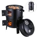 YouLoveIt Charcoal Smoker 3 in 1 Round BBQ Grill for Outdoor Cooking Vertical Charcoal Smoker Grills with Thermometer and Adjustable Air Vent for BBQ Patio Outdoor