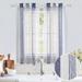 Sheer Valance Cafe Curtain Vertical Sheer Valance Kitchen Curtain Rod Pocket Faux Linen Textured Window Valances for Farmhouse Decor Bathroom 27 x45 Navy