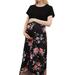 Baycosin Maternity Dress Black Wear Short Sleeve Crew Neck Floral Summer Lactation Dresses