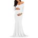 Baycosin Summer Maternity Dress Long Sleeve Off Shoulders Half Circle Gown for Baby Shower Photo Props Dresses