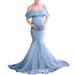 Baycosin Maternity Photo Dresses Women Chiffon Gown Off Shoulder Ruffle Spaghetti Straps Fitted Wedding Dress