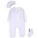 HAPIU Baby Boy Baptism Outfit with Hat Christening Outfit-Cross Detail 9-12M Pure White