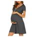 plus Size Lace Dress Maternity Women Maternity Short Sleeve Hight Waist Dress For Daily Wearing Or Baby Shower Pregnancy Sweater